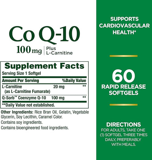 Nature's Bounty CoQ10, Dietary Supplement, Supports 100mg Plus 60 Softgels