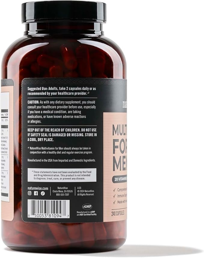 NatureWise Multivitamin for Men 240 Capsules[6-Month Capsules[6-Month Supply]