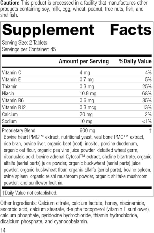 Standard Process Vasculin B6, Niacin, B12-90 Tablets