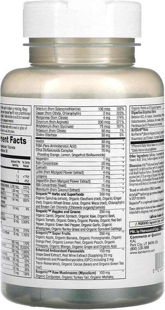 KAL Enhanced Energy Iron Free Tablets, 90 Count