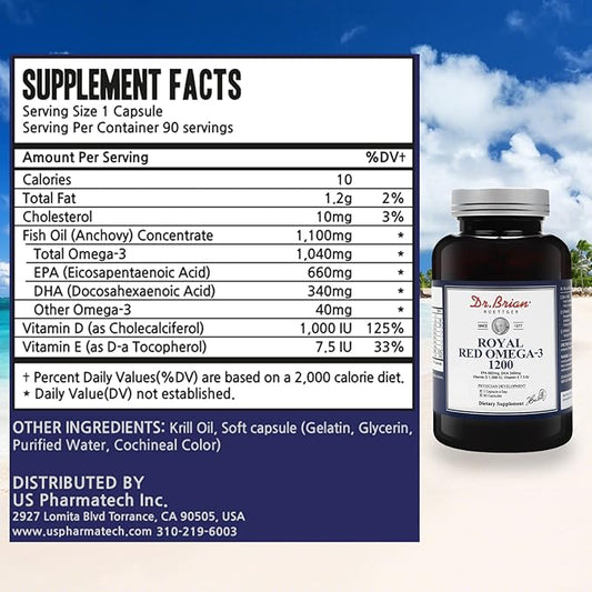 Dr. Brian Royal Red Omega 3 1200, Fish 3 Fish 3 Support 90 Soft
