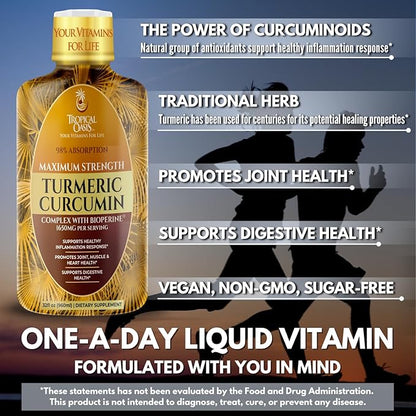 Tropical Oasis Liquid Turmeric Curcumin w/Bioperine 1650mg Maximum 98% Absorption 32oz