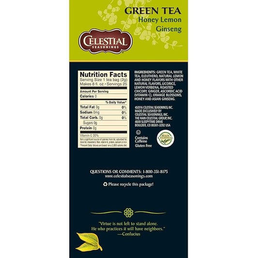 Celestial Seasonings Green Tea, Honey Lemon 25 Count 6)