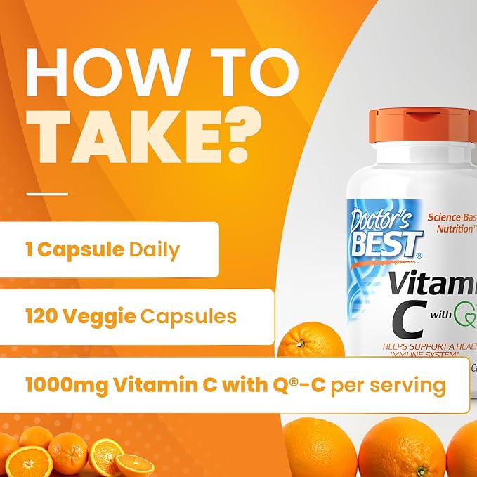 Doctor's Best Vitamin C with Q-C 1000mg Non-GMO, 120 Count