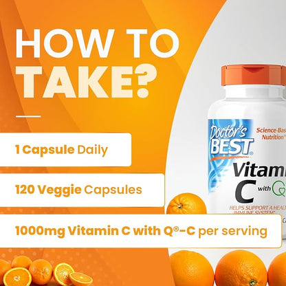Doctor's Best Vitamin C with Q-C 1000mg Non-GMO, 120 Count