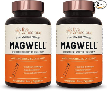 Magnesium Zinc & Vitamin D3 120 Capsules (2-Pack)