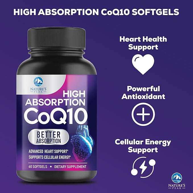 CoQ10 100mg Softgels, Superior Co Q10 Q10 Vitamin 60 Count