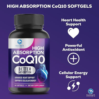CoQ10 100mg Softgels, Superior Co Q10 Q10 Vitamin 60 Count