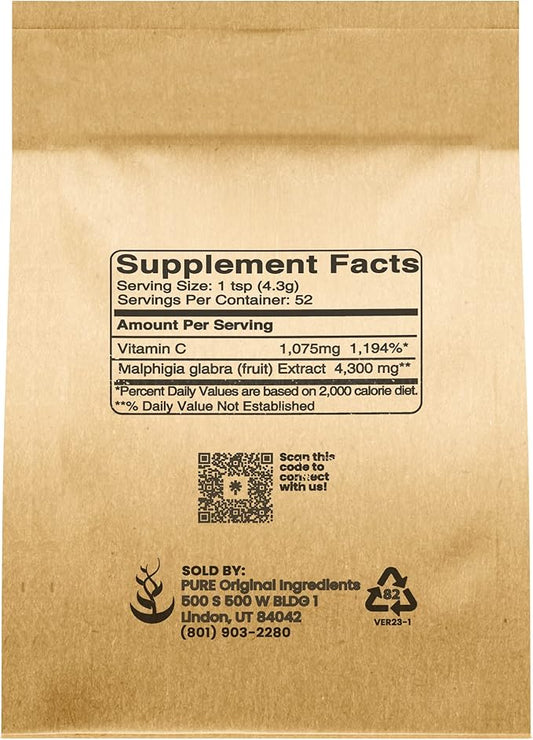 PURE ORIGINAL INGREDIENTS Acerola Cherry Powder 8oz Non-GMO,