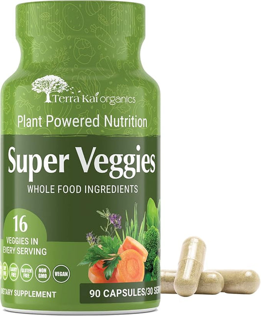 Organic Super Veggies Supplement Gluten/Gelatin Free, 16 Vegetables (90 Count)