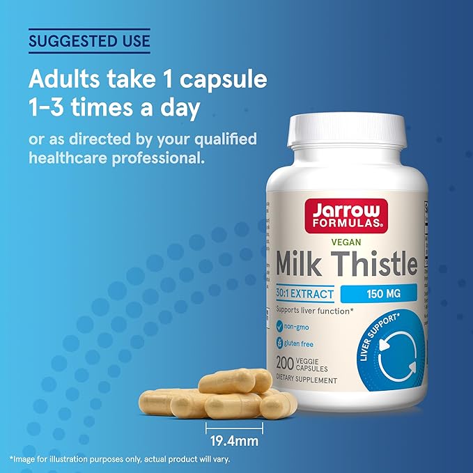 Jarrow Formulas Milk Thistle 150 mg 30:1 Standardized 200 Veggie 66-200 Day