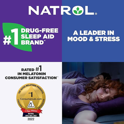 Natrol Sleep + Calm Melatonin 6mg 50mg and 60 Raspberry-Flavored 60 Day