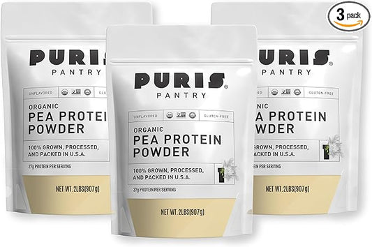 PURIS® Organic Pea Protein Powder, 100% 2 LB (2 Pound 3), Unflavored)