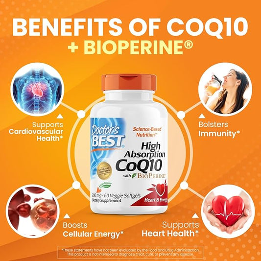 Doctor's BEST High Absorption CoQ10 200 mg, 60 Veggie