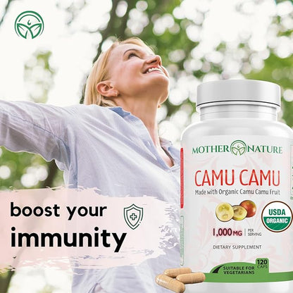 Organic Vitamin C from Camu Camu 1,000mg, Packed (120 Count)