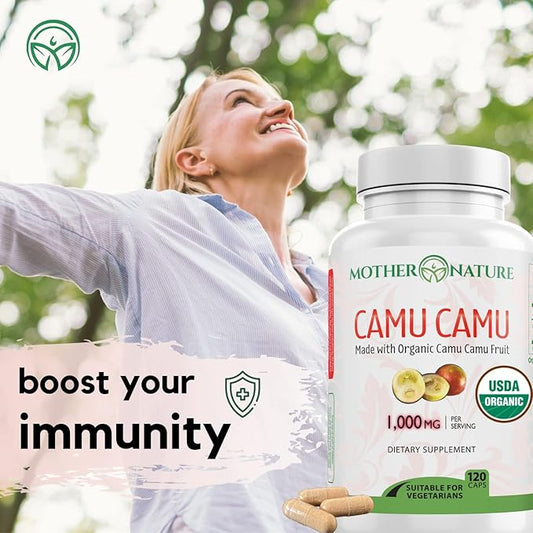 Organic Vitamin C from Camu Camu 1,000mg, Packed (120 Count)