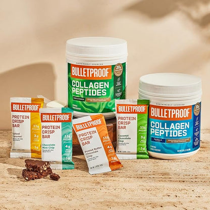 Bulletproof Fudge Brownie Collagen Protein Bars, Pack of 12, Keto-Friendly Snack with MCT Oil, Grass-fed Collagen, No Added Sugar
