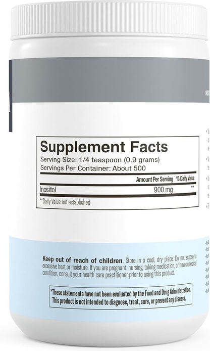 FREEDA Inositol Powder from Myo-Inositol - Hormone Balance for Women - PCOS Supplements for Women - Vitamin B8 Conception, Fertility Support - Myoinositol for Mood Improvement in Men & Women -16 oz