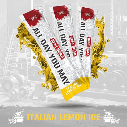 5% Nutrition Rich Piana AllDayYouMay BCAA Powder | 9g of Premium Intra & Post Workout Amino Acids for Hydration, Endurance, Muscle Recovery, Joint & Liver Support (Italian Lemon Ice)