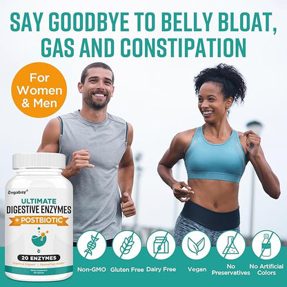 Digestive Enzymes 1000mg with Postbiotics, 20 360 Veggie