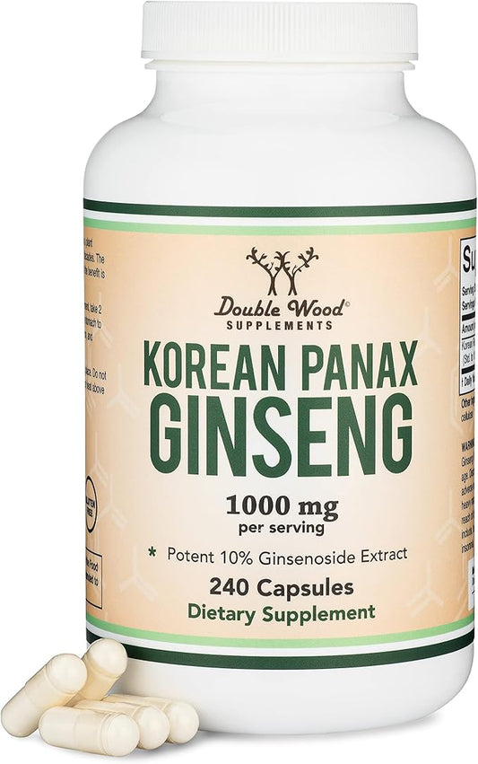 Ginseng Capsules (Korean Red Ginseng Extract, 10% Ginsenosides) (4 Month 240 Vegan 1,000mg per