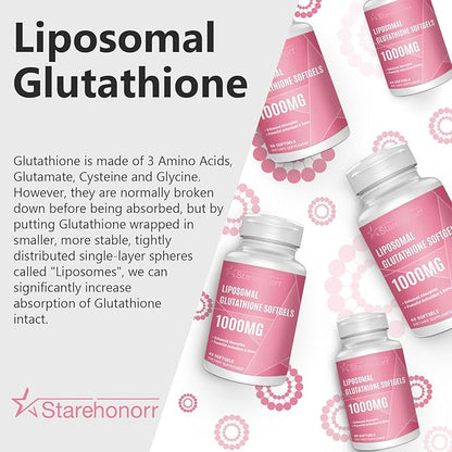 Liposomal Glutathione Softgels 1500MG, Reduced Glutathione 60 Softgels