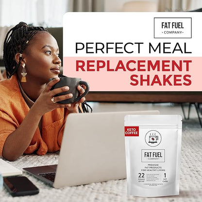 FAT FUEL Keto Coffee 22g Premium Fats - With Grass Fed Butter, MCT Oil, Coconut & Redmond Real Salt - Instant Organic Coffee, One Net Carb, A True Meal Replacement - 15 Servings