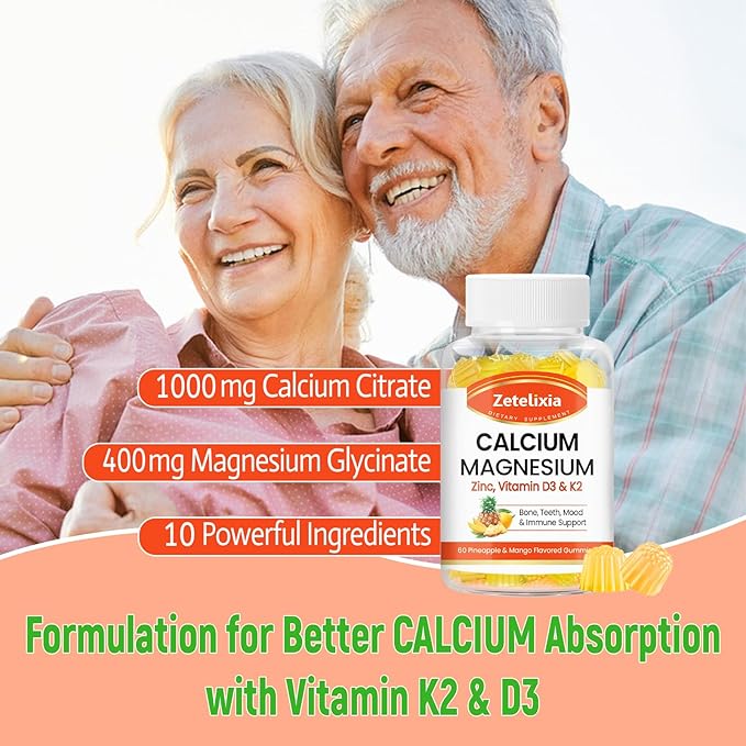 Sugar Free Calcium Gummies for Women D3 & K2, Calcium 120 Count