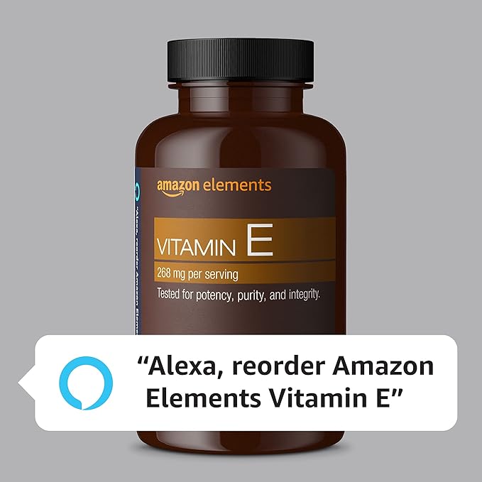 Amazon Elements Vitamin E, 400 IU, 100 Softgels, 100 days