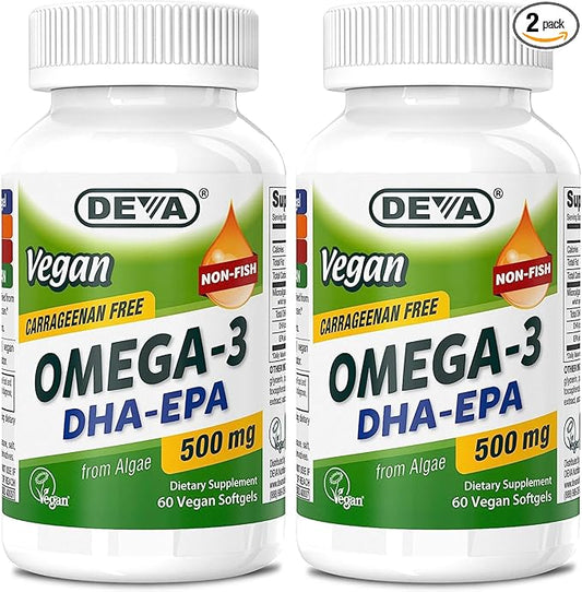 DEVA Vegan Omega-3 DHA EPA Supplement 500 MG Omega-3 Fatty 60 Softgels 2)