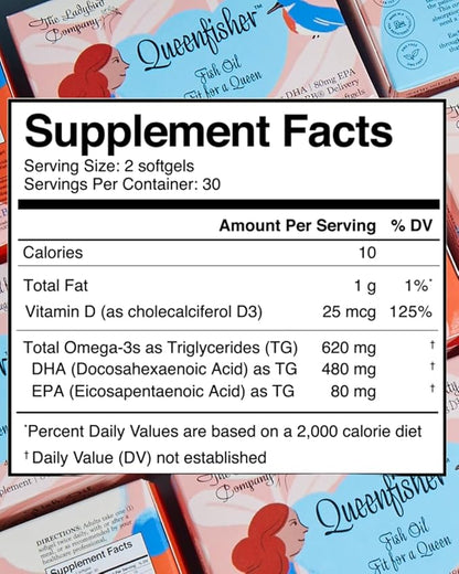 Queenfisher Omega 3 Fish Oil Supplements 3 Supplement 60 Softgels