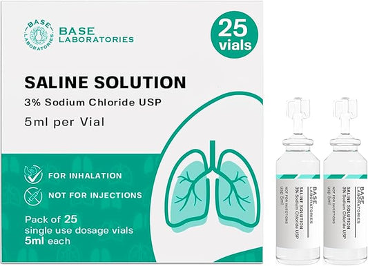 BASE LABORATORIES 3% Saline Solution 3% Concentration 25 Vials 5ml Unit