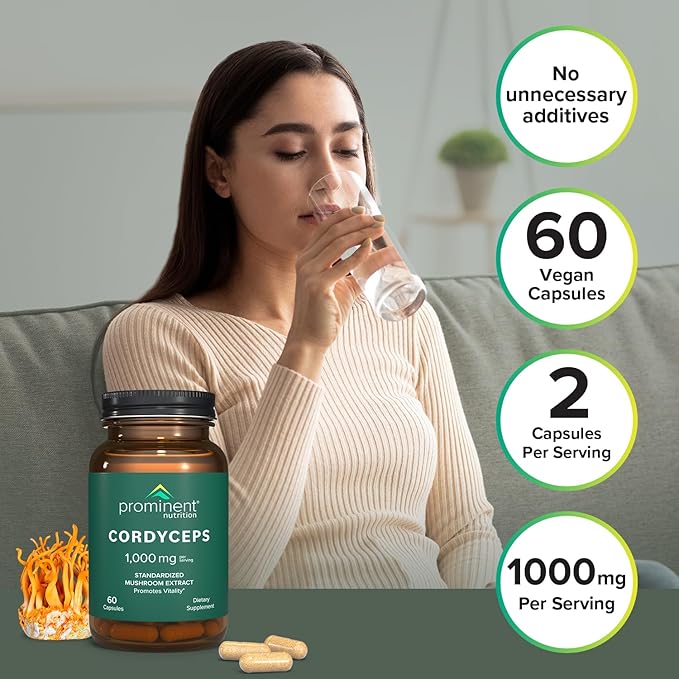 Cordyceps Mushroom Capsules 1000 mg, 60 Count