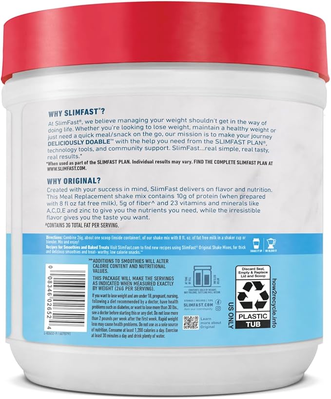 SlimFast Original Meal Replacement Powder, French 10g of 14 Servings 3) (Packaging
