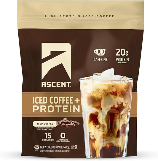 Ascent Iced Coffee Protein Powder 20 g 100 mg 15 Servings