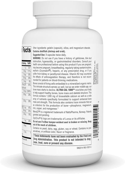 Source Naturals Ultra-Cal 1000, Comprehensive Bone Health* - 120 Capsules