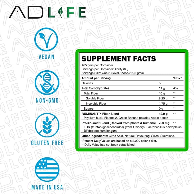 Project AD Fiber+ Vegan Fiber Supplement 16.4 oz)