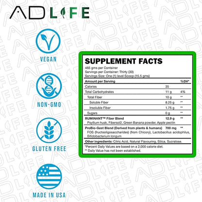 Project AD Fiber+ Vegan Fiber Supplement 16.4 oz)