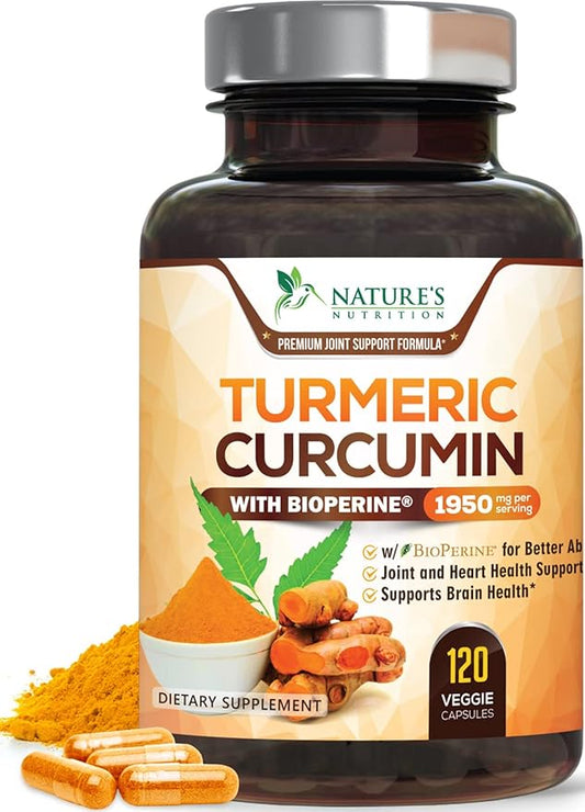 Turmeric Curcumin with BioPerine 95% Standardized 1950mg - 120 Capsules