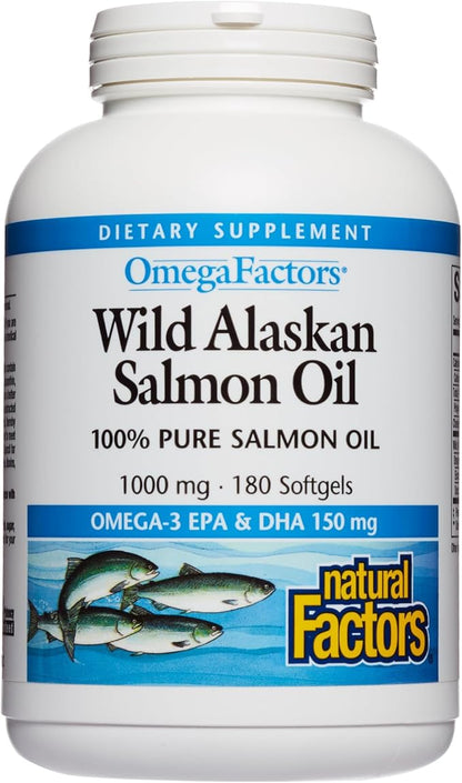 Natural Factors, Wild Alaskan Salmon Oil Omega-3, EPA, 180 Count 1)