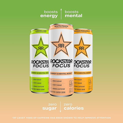 Rockstar Focus, Honeydew Melon, 12 Fl Oz Cans (Pack of 12)