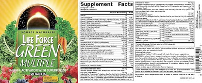 Source Naturals Life Force Green Multiple, Energy Activator with Superfoods* - 90 Tablets