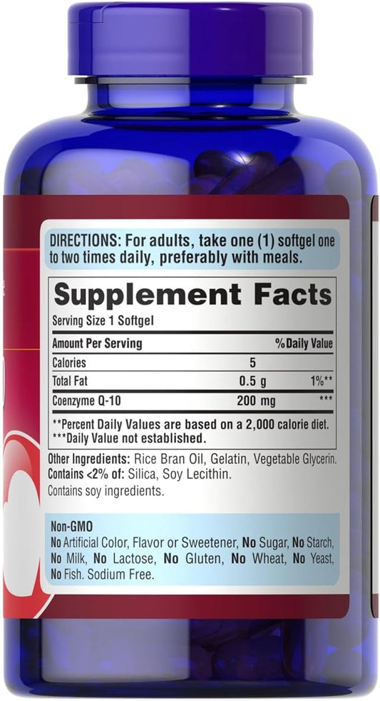 Puritan's Pride CoQ10 200mg, Supports Heart Health, 240 Rapid Release Softgels