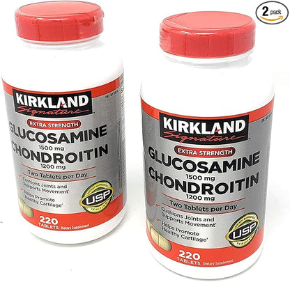 TZWK Kirkland Signature Extra Strength Glucosamine 1500mg/Chondroitin 1200mg 1200mg Sulfate 220 Tablets 2)