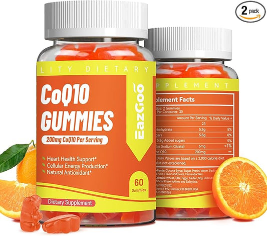 CoQ10 Gummies 200mg, Vegan Supplement (120 Gummies)