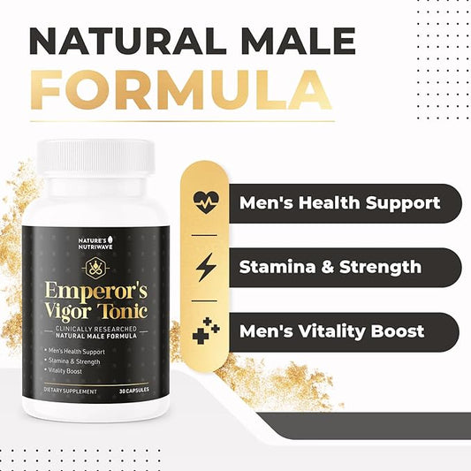 Emperor's Vigor Tonic - Original Supplements for Men's Health - 100% Natural, Non-GMO, Made in The USA, 3 Month Supply