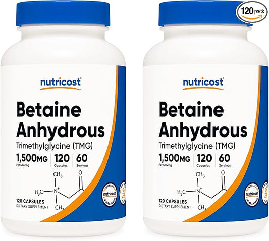 Nutricost Betaine Anhydrous Caps 1500mg, 60 (2 Bottles)