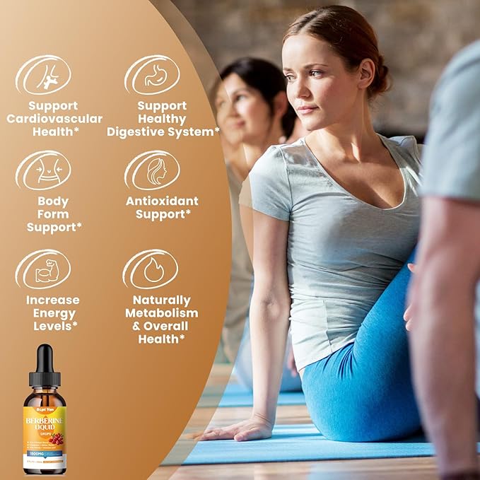 Berberine Supplement Liquid Drops- Berberine 1500mg 2 Fl