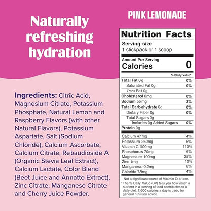 Ultima Replenisher Daily Electrolyte Powder Drink Mix – Pink Lemonade, 20 Stickpacks – Hydration Packets with 6 Electrolytes and Trace Minerals – Keto Friendly, Vegan, Non-GMO and Sugar-Free