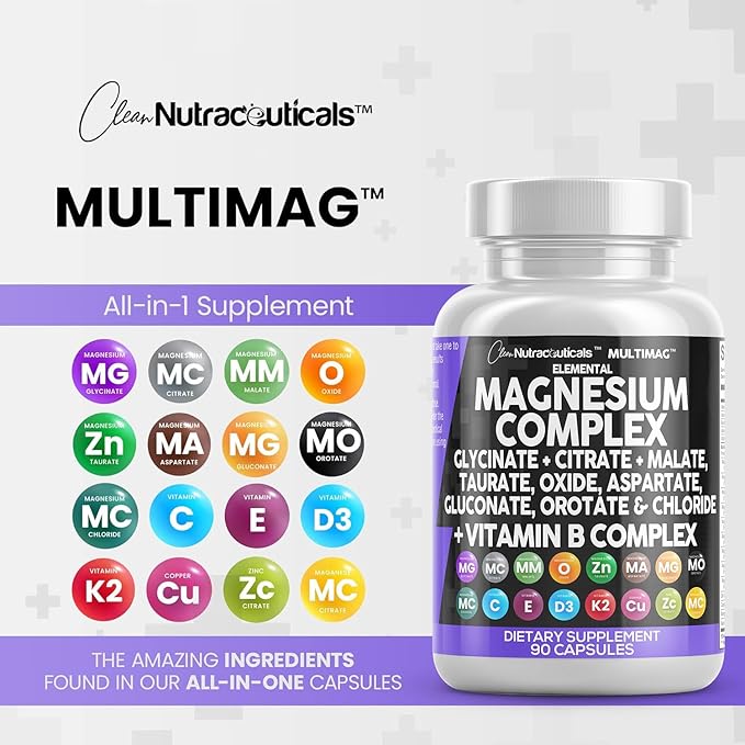 Magnesium Complex 2285mg with Magnesium Glycinate B1 B2 B2 B6 B6 B12 B12 Complex 90 Count
